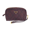 Prada Tessuto Wine Red Bordeaux Nylon Leather Pouch Makeup