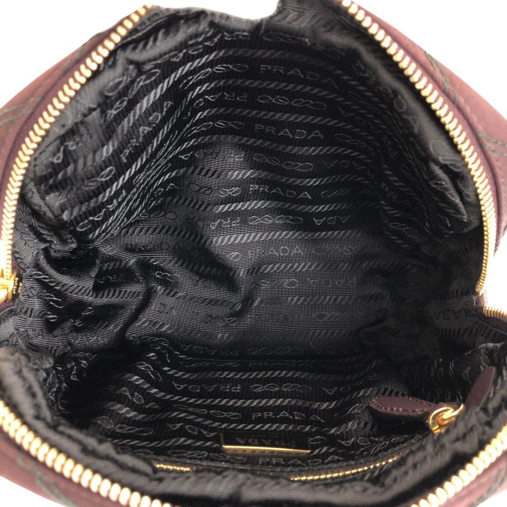 Prada Tessuto Wine Red Bordeaux Nylon Leather Pouch Makeup — view 6