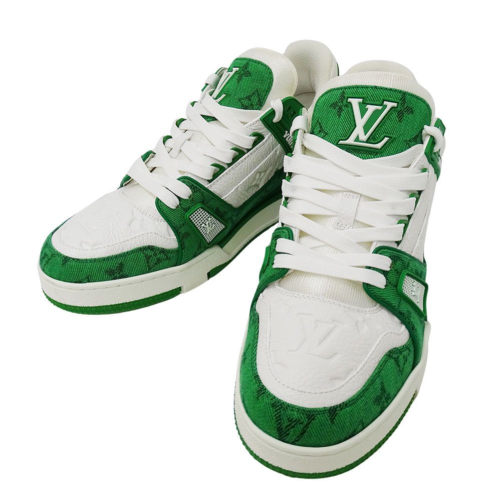 Louis Vuitton Sneakers Monogram Leather LV Trainer Line Green White