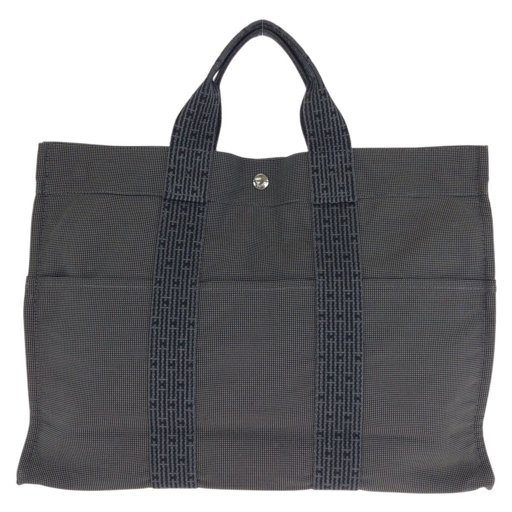 Hermes Her Line MM Gray Silver Polyamide Polyester Tote
