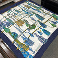 Hermes Carre 90 Silk Twill Pasementerie Blue Multi White Scarf
