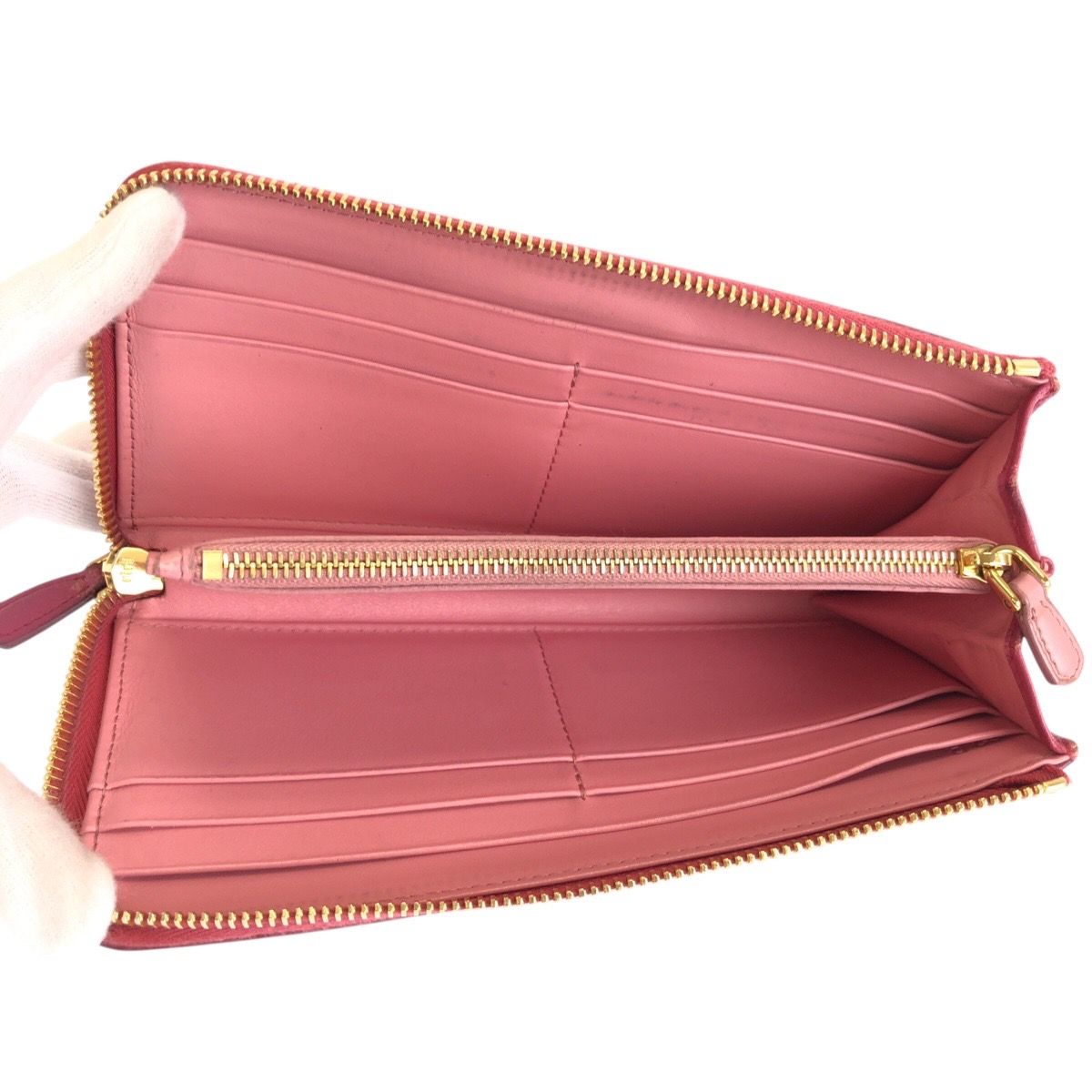 Prada Saffiano Pink Gold Leather Wallet — view 6