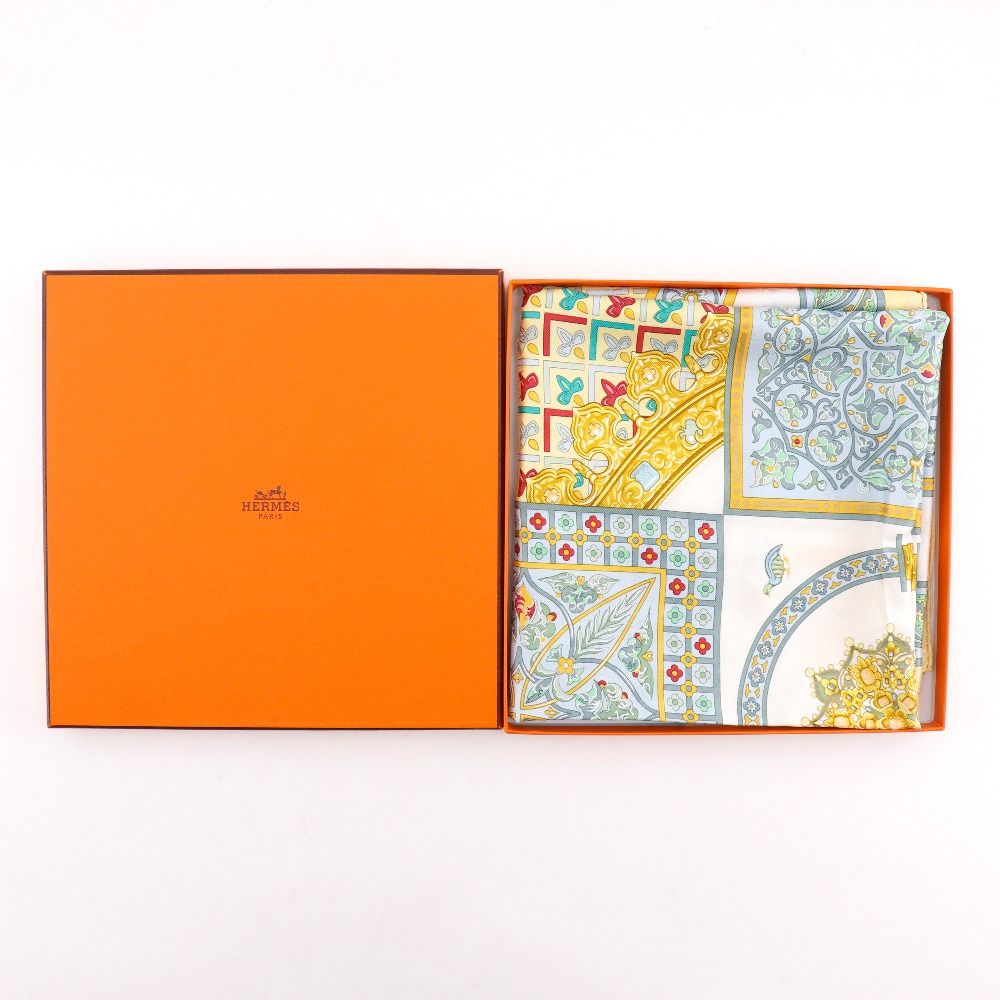 Hermes Carre 90 Ciels Byzantins Byzantine Sky Silk Yellow Scarf — view 8