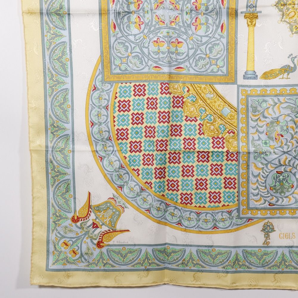 Hermes Carre 90 Ciels Byzantins Byzantine Sky Silk Yellow Scarf — view 4