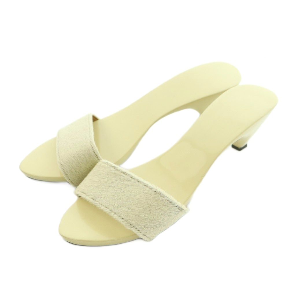 Hermes Sandals Calf Hair 37 Ivory