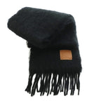 Loewe Anagram Patch Scarf Fringe Brushed Black — view 3