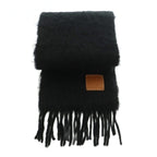 Loewe Anagram Patch Scarf Fringe Brushed Black — view 2