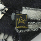 Fendi Scarf Shawl Logo Fringe Black — view 3