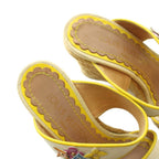 Louis Vuitton Sandals Wedge Sole Logo Leather 34 Yellow — view 4