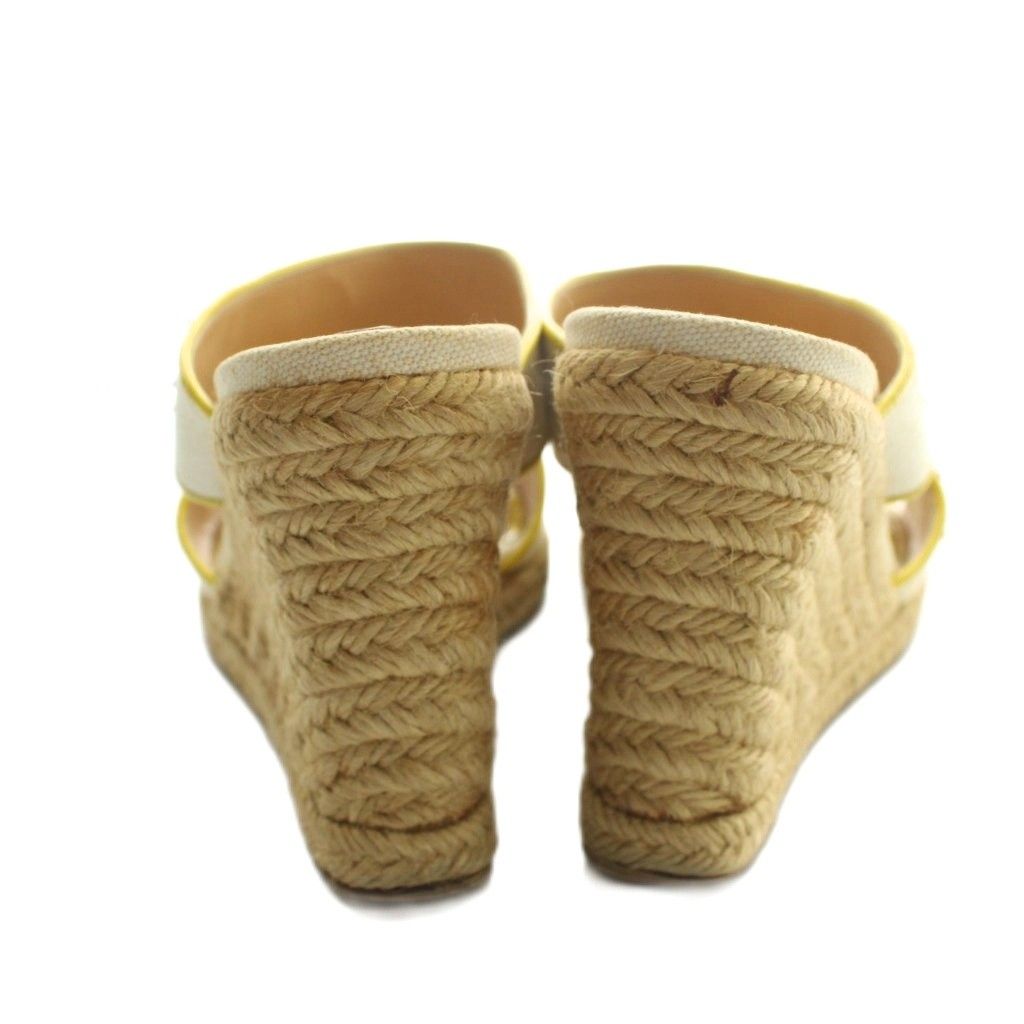 Louis Vuitton Sandals Wedge Sole Logo Leather 34 Yellow — view 5