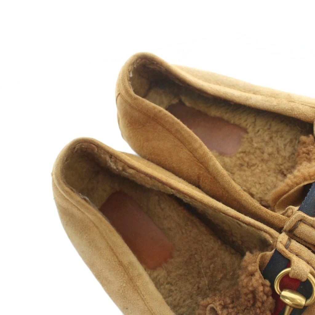 Gucci Shearling Shoes Moccasins Sherry Line Horsebit Suede Brown — view 4