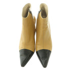 Chanel Short Boots Pointed Toe High Heels Pin Leather Bicolor 38 Beige — view 6