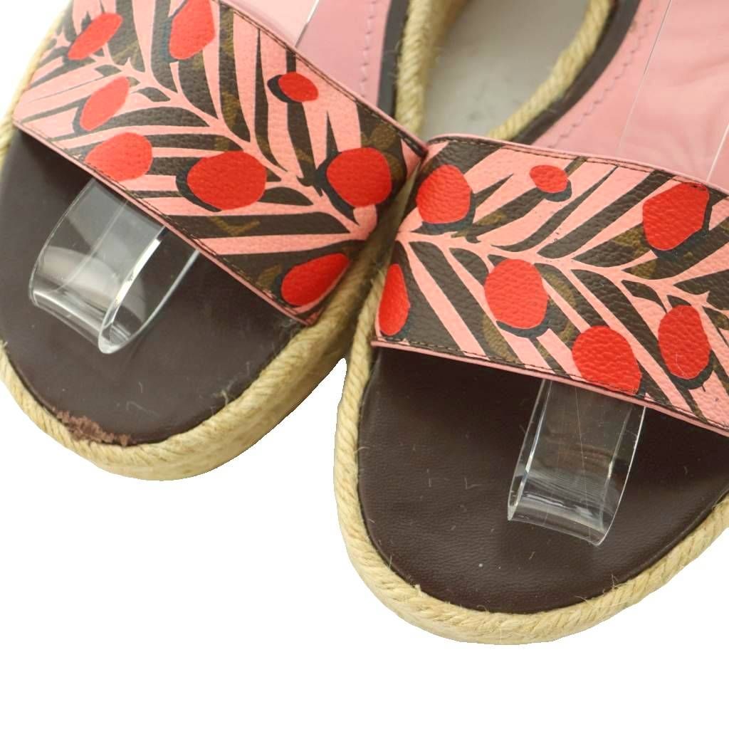 Louis Vuitton Sample Jungle Dot Sandals Strap Espadrille Pink Brown — view 3
