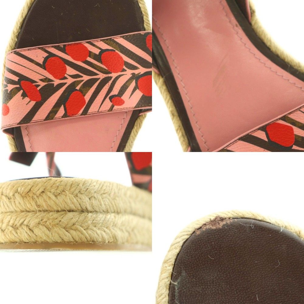 Louis Vuitton Sample Jungle Dot Sandals Strap Espadrille Pink Brown — view 8