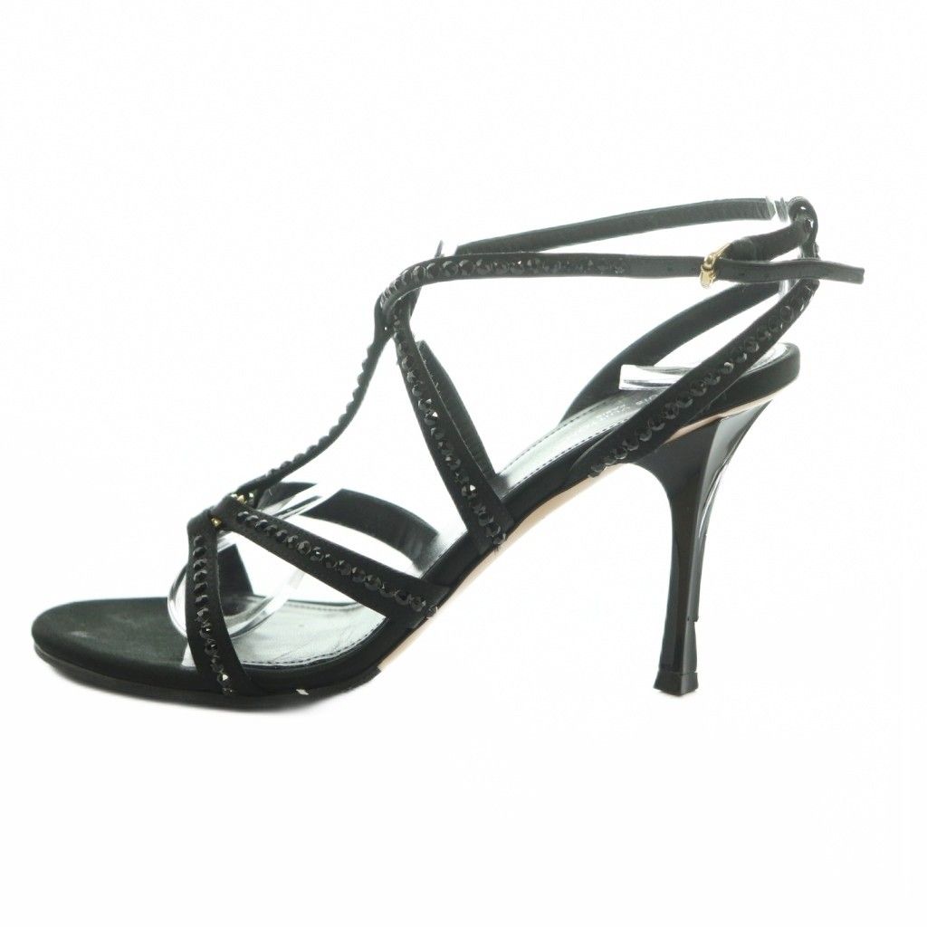 Louis Vuitton Sandals Rhinestone Decoration Pin Heels 36 Black — view 2