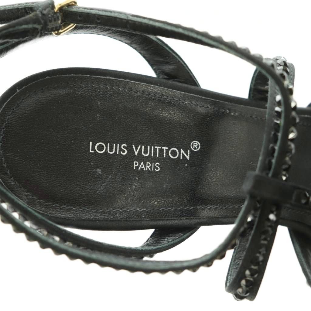 Louis Vuitton Sandals Rhinestone Decoration Pin Heels 36 Black — view 7