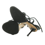 Louis Vuitton Sandals Rhinestone Decoration Pin Heels 36 Black — view 6