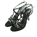 Louis Vuitton Sandals Rhinestone Decoration Pin Heels 36 Black