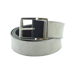 Louis Vuitton Belt Ceinture Monogram Silver Logo Leather White — view 2