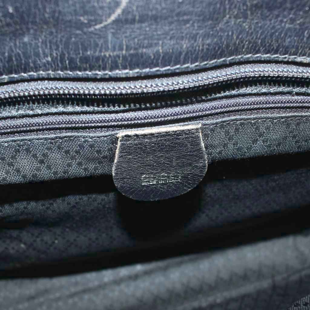 Gucci 002 Handbag Tote Canvas Leather Logo Black — view 6