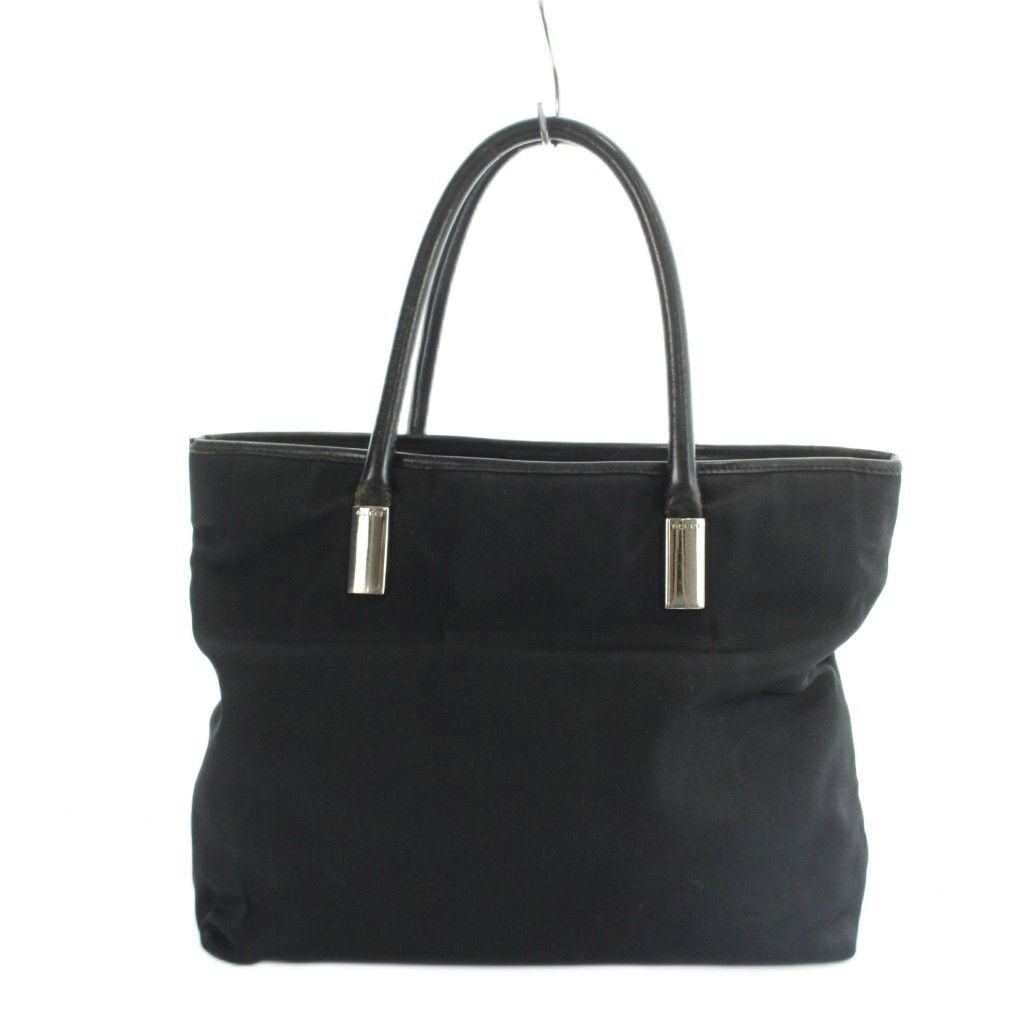 Gucci 002 Handbag Tote Canvas Leather Logo Black