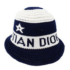 Dior Hat Cotton D-tulipe Cloche Hat Navy White M Hat Star