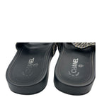 Chanel Sandals Leather CC Logo 6 Chain Shoes Flat Black — view 6
