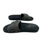 Chanel Sandals Leather CC Logo 6 Chain Shoes Flat Black — view 4