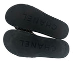 Chanel Sandals Leather CC Logo 6 Chain Shoes Flat Black — view 9