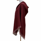 Hermes Carre Geant Cashmere Large Shawl with Fringe Scarf Bordeaux Off White — view 4