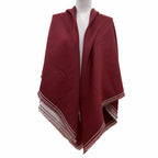 Hermes Carre Geant Cashmere Large Shawl with Fringe Scarf Bordeaux Off White — view 3