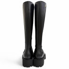 Chanel CC Logo Side Gore Leather Long Boots Thick Sole Black 38 Silhouette — view 5