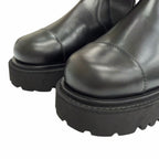 Chanel CC Logo Side Gore Leather Long Boots Thick Sole Black 38 Silhouette — view 7
