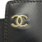 Chanel CC Logo Side Gore Leather Long Boots Thick Sole Black 38 Silhouette — view 9