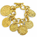 Chanel Vintage CC Logo Medal Chain Bracelet Gold