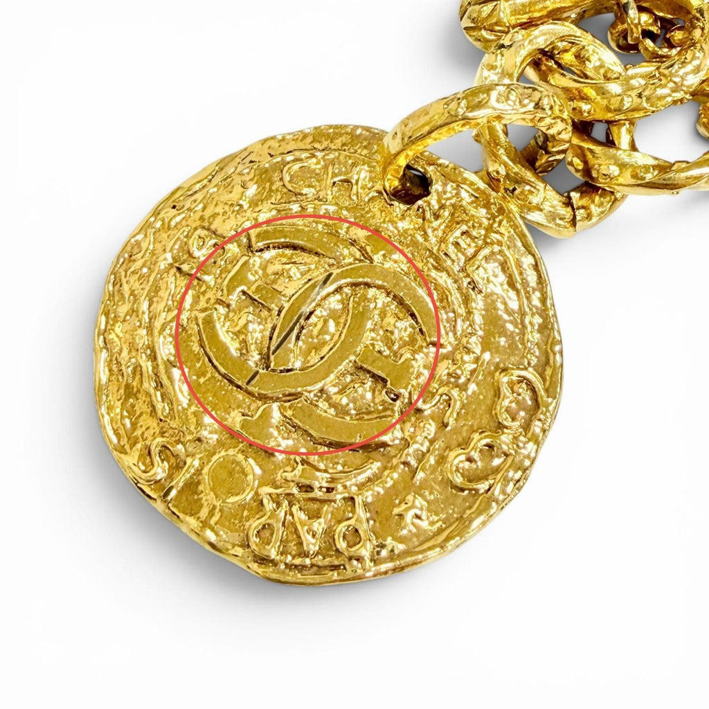 Chanel Vintage CC Logo Medal Chain Bracelet Gold — view 6