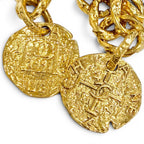Chanel Vintage CC Logo Medal Chain Bracelet Gold — view 3