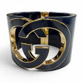 Gucci Interlocking Calf Bracelet Bangle Navy Gold