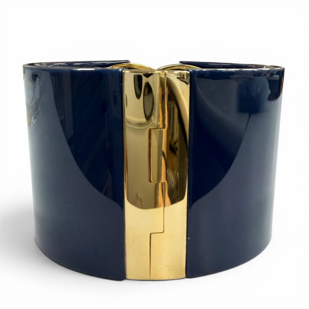 Gucci Interlocking Calf Bracelet Bangle Navy Gold — view 4