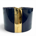 Gucci Interlocking Calf Bracelet Bangle Navy Gold — view 4