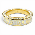 Dior Night Code Ring Crystal Logo Rhinestone Pave White Gold
