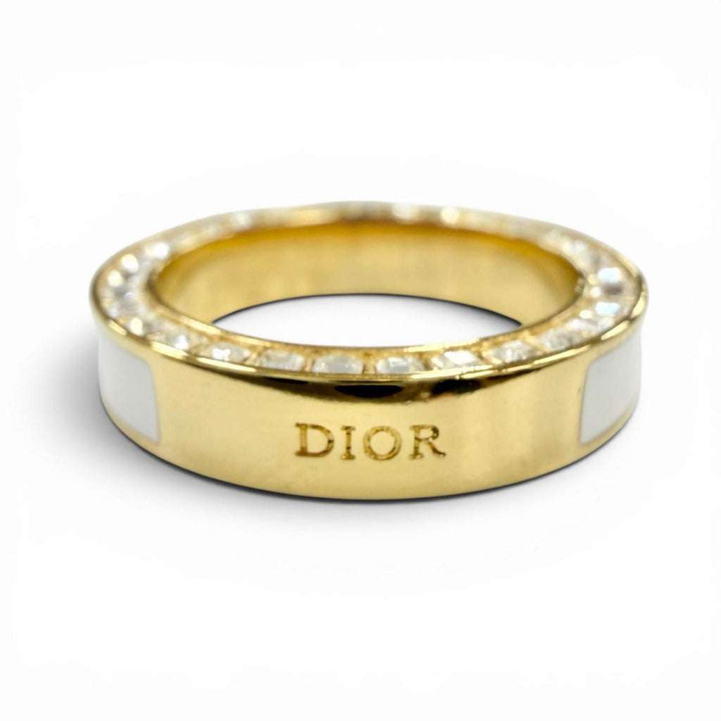 Dior Night Code Ring Crystal Logo Rhinestone Pave White Gold — view 3