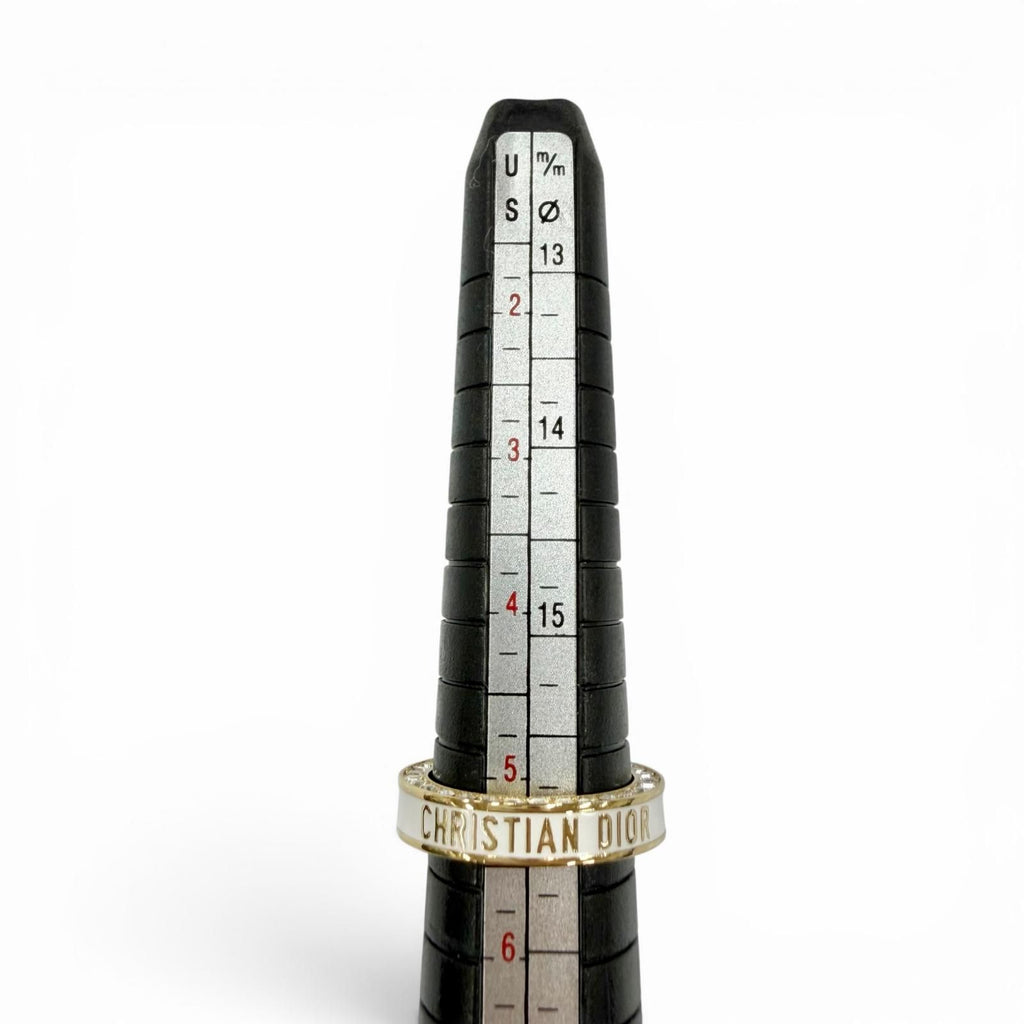 Dior Night Code Ring Crystal Logo Rhinestone Pave White Gold — view 9
