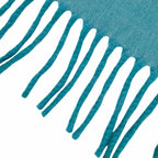 Hermes Cashmere 100% Blue Turquoise Evelyne Logo Fringe Bicolor Scarf — view 5