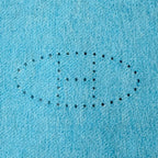 Hermes Cashmere 100% Blue Turquoise Evelyne Logo Fringe Bicolor Scarf — view 6