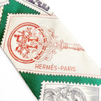 Hermes le Philateliste du Faubourg Enthusiast Silk 100% Scarf Green Recommended — view 5