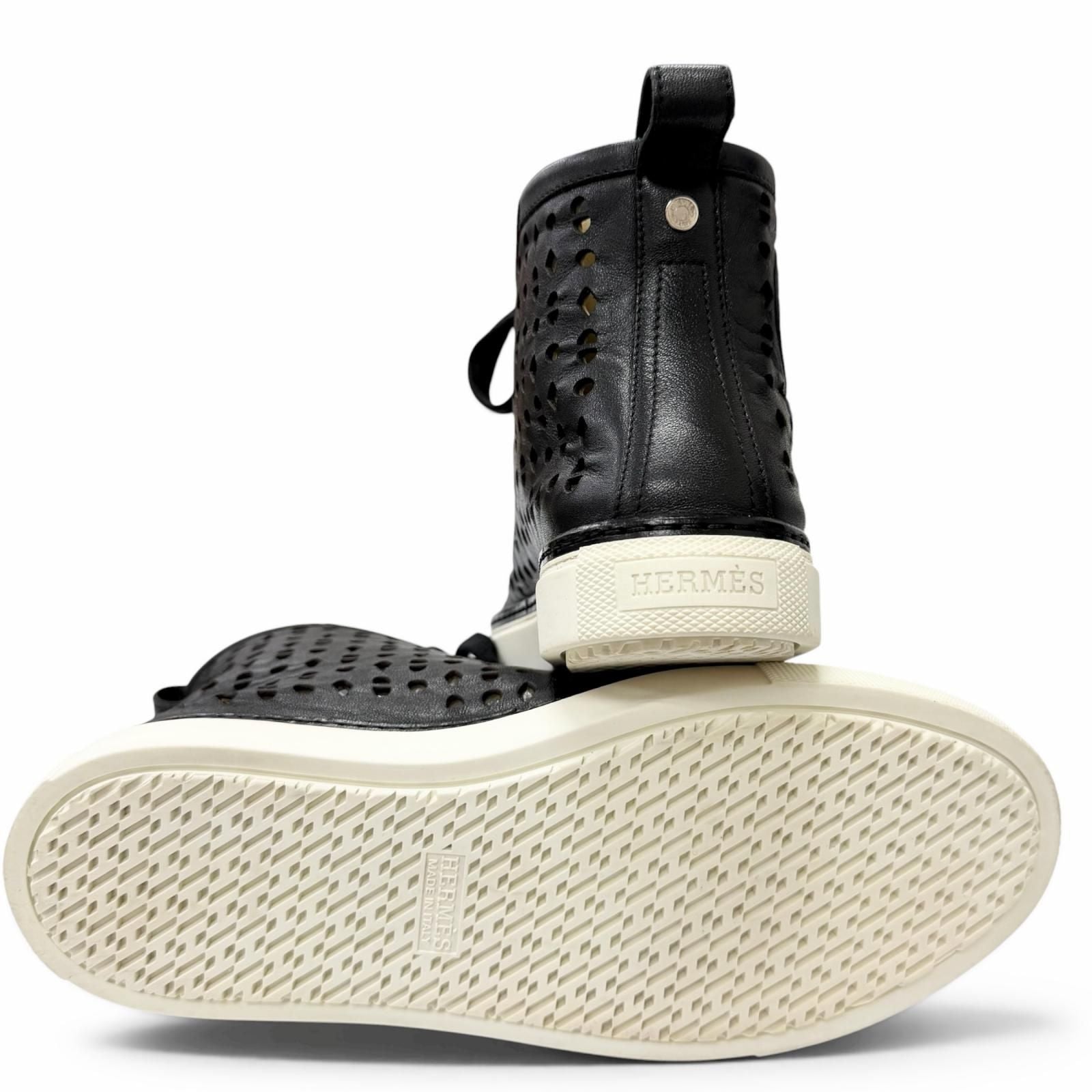 Hermes Jimi Leather Perforated Sneaker — view 4