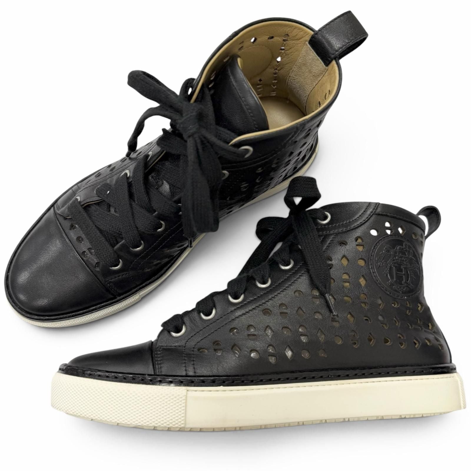 Hermes Jimi Leather Perforated Sneaker — view 3