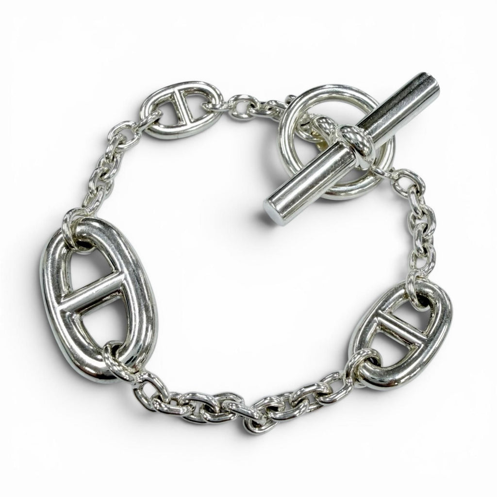 Hermes Farandole 925 Chaine D'ancre 15 cm Chain Bracelet Silver