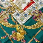 Hermes Carre 90 Scarf Hommage a Charles Garnier Lou Tribute to Green Silk — view 2